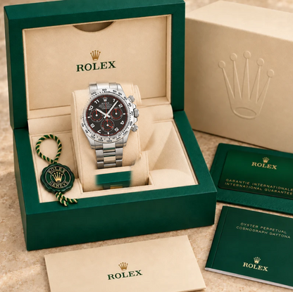 Tivaro Chronograph – Schwarz & Silberfarben | 40 mm in groene Rolex-doos