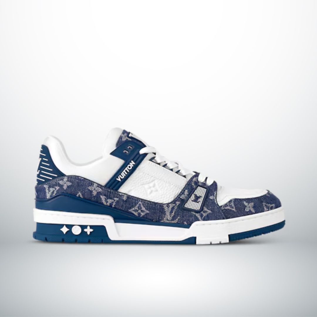TRAINER MONOGRAM DENIM Weiß Blau – Produktfoto 1