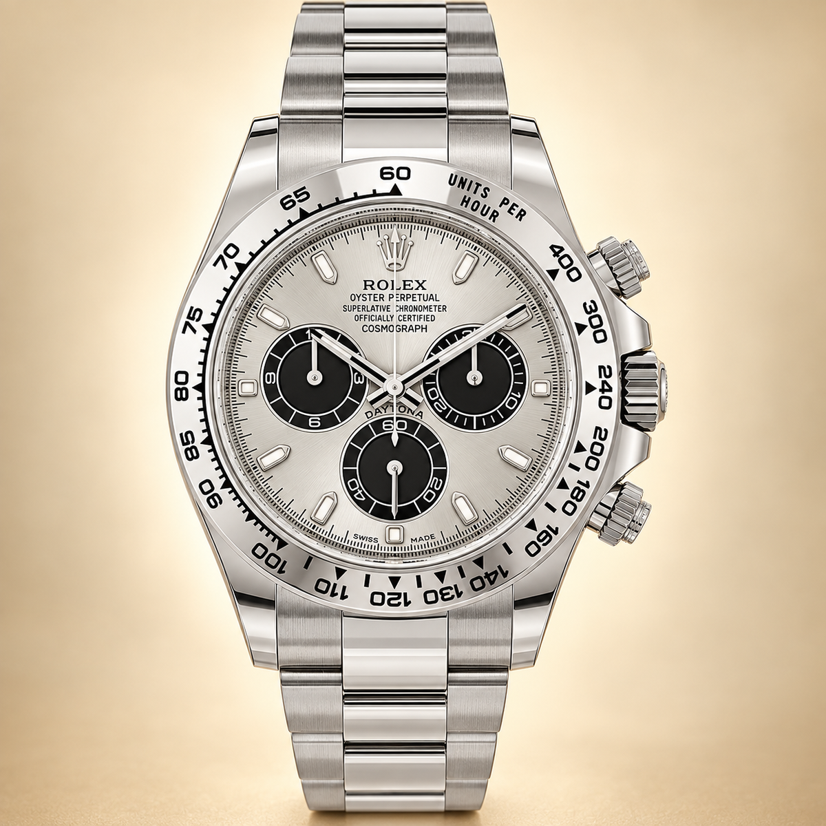 Velaro Chronograph 40 mm in Silberfarben und Schwarz, Vorderansicht