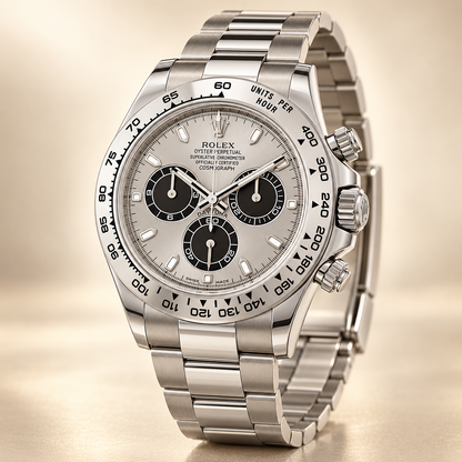 Velaro Chronograph 40 mm in Silberfarben und Schwarz, Seitenansicht
