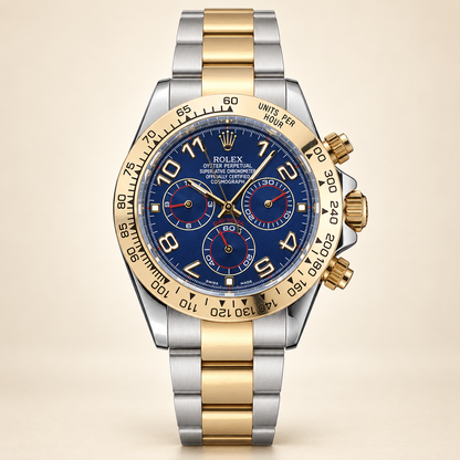 Velaro Chronograph, Frontansicht mit blauem Zifferblatt und großen Ziffern