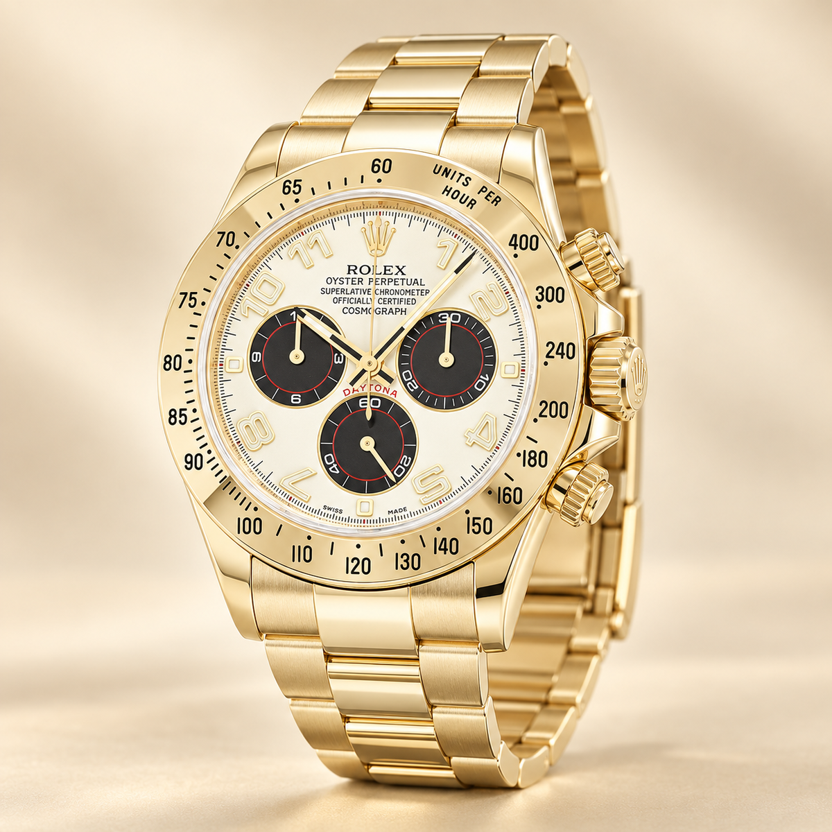 Velaro Chronograph, Seitenansicht mit Krone und Drückern