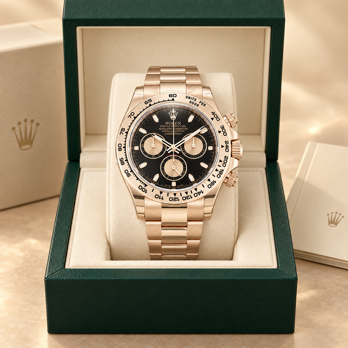 Velaro Chronograph in Schwarz und Roségoldfarben, 40 mm, in Präsentationsbox