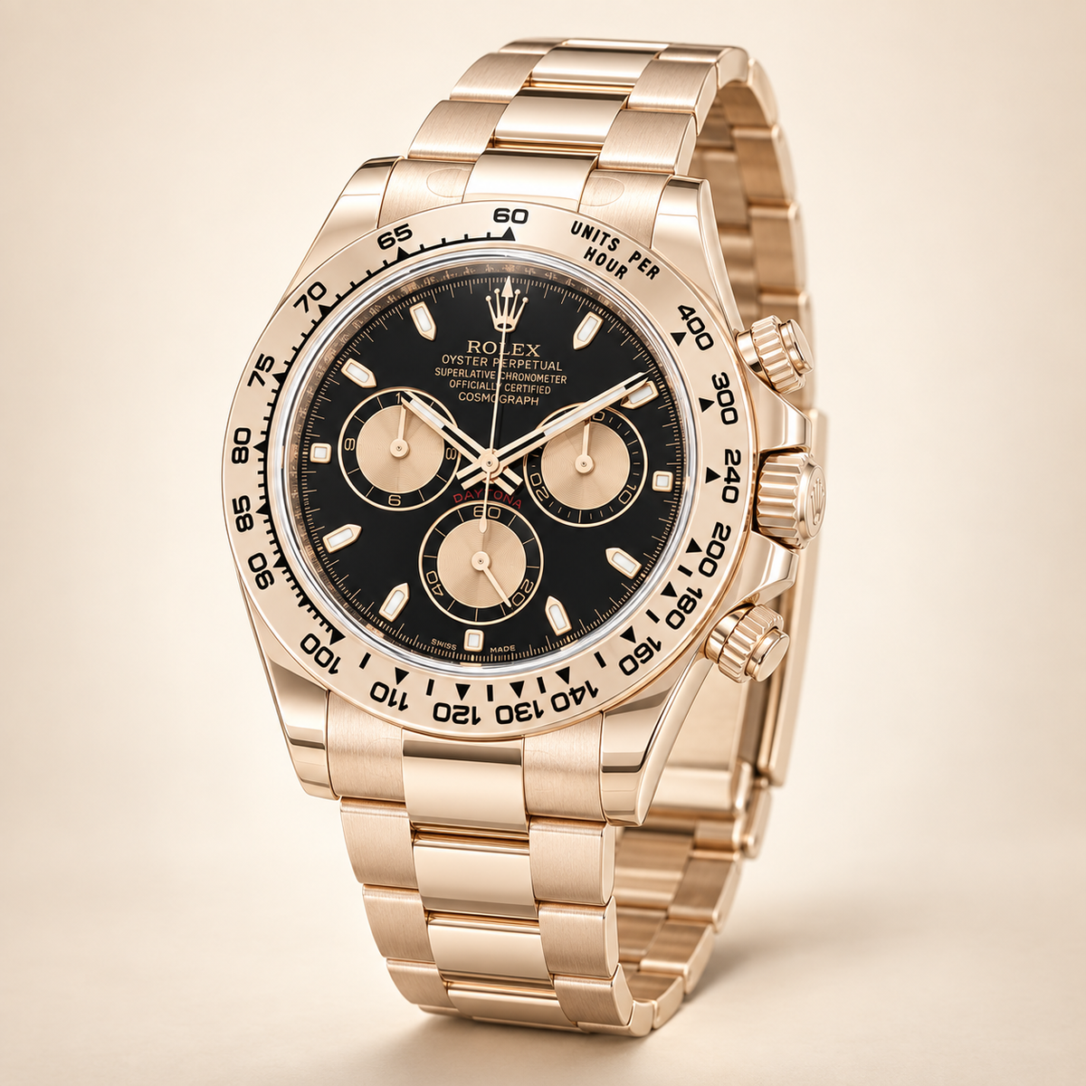 Velaro Chronograph, Seitenansicht in Roségoldfarben