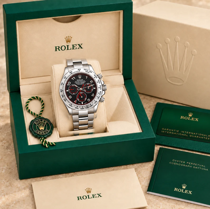 velaro chronograph ziffern schwarz rot silberfarben 39 mm in grüner Box; Box optional
