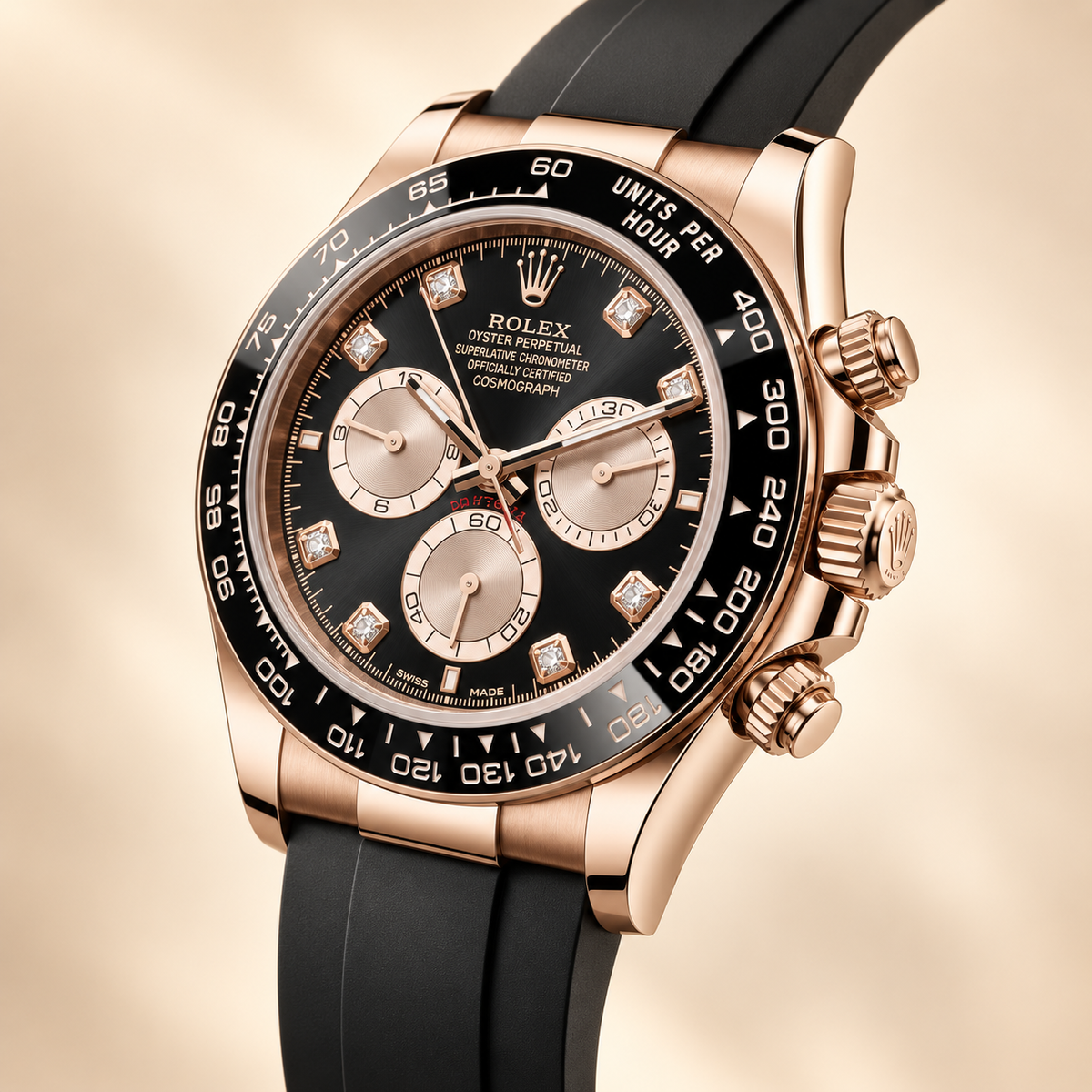 Velaro Chronograph – Seitenansicht mit Krone und Drückern
