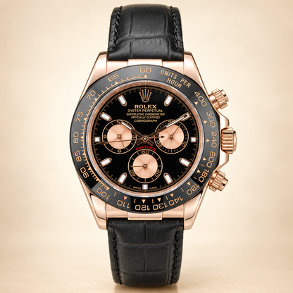 Velaro Chronograph 39 mm in Schwarz und Roséfarben, Vorderansicht