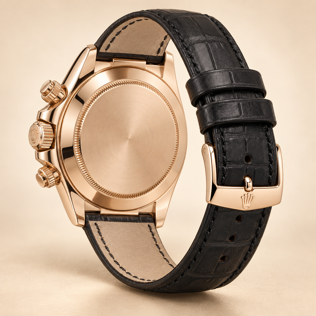 Velaro Chronograph 39 mm mit geschlossenem Metallboden und schwarzem Lederband