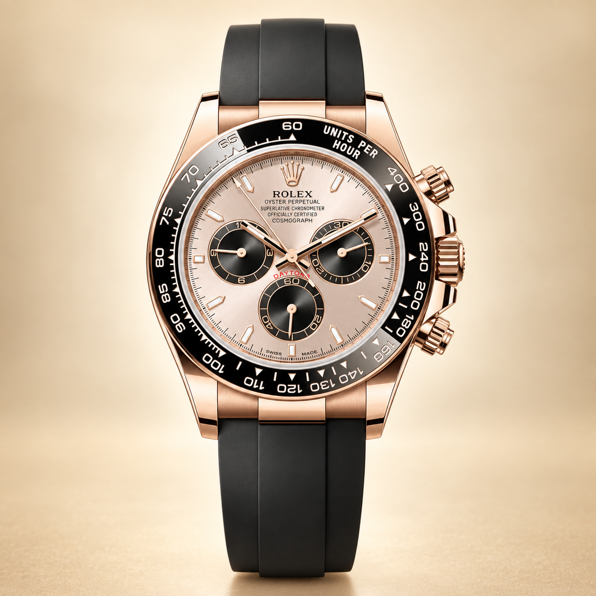 Velaro Chronograph – Frontansicht Sundust und Schwarz