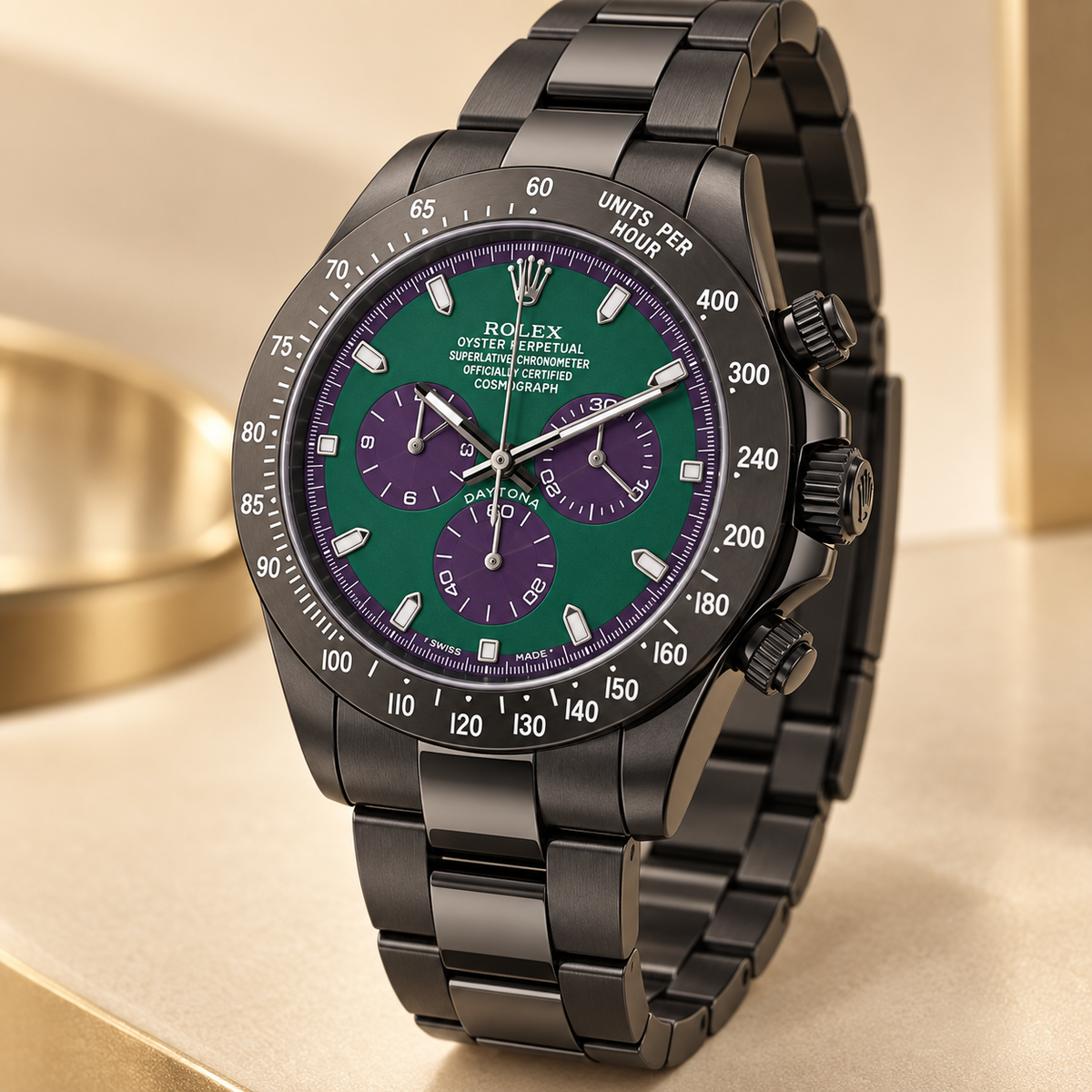 Veradis Chronograph in Grün und Graphit – 42 mm, Seitenansicht