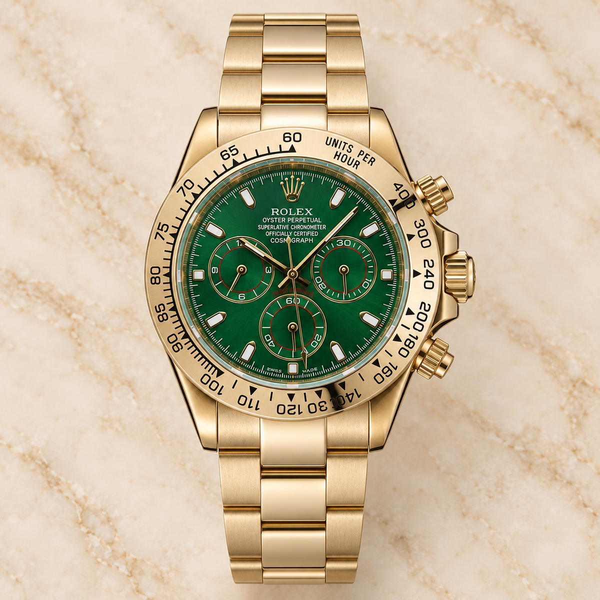 Verdevia Herren-Chronograph – Vorderansicht mit grünem Zifferblatt