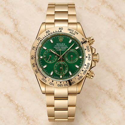 Verdevia Herren-Chronograph – Vorderansicht mit grünem Zifferblatt