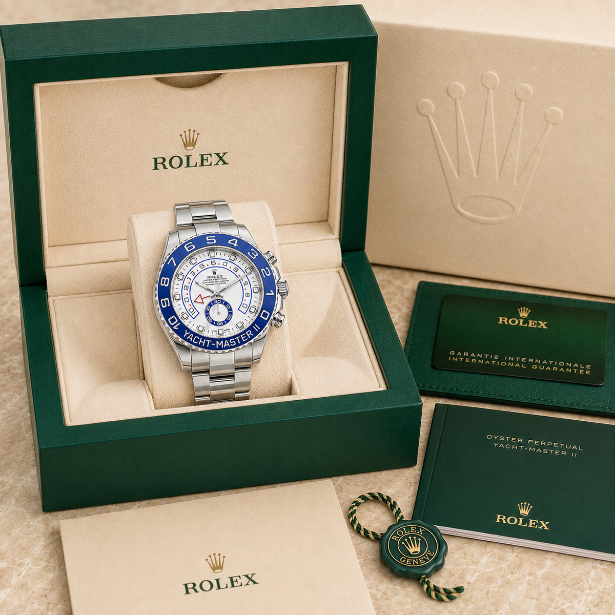 Yacht-Master II 44 mm – Edition 2026 complete set met doos en certificaten